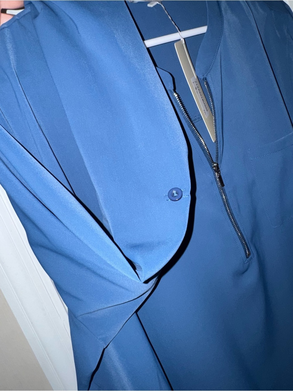 Fornex Deep Teal 3/4 Zip-Front Blouse Shirt. Dress up or down. NEW WITH TAGS. - Picture 5 of 9